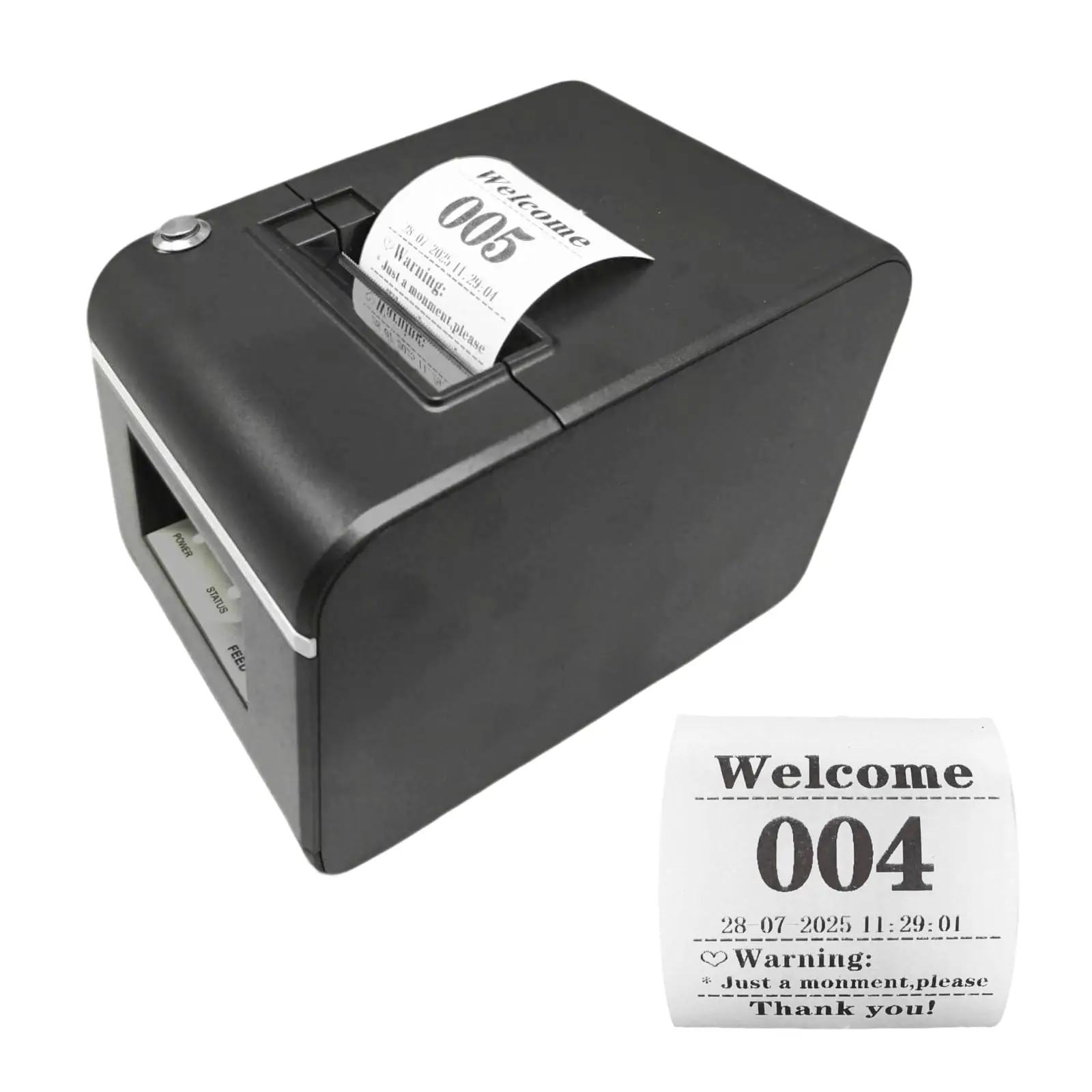57mm Auto Cutter Thermal Receipt Printer Cash Drawer POS Ticket Printer Kitchen Restaurant Hotel Cafe for Queue Waiting Number