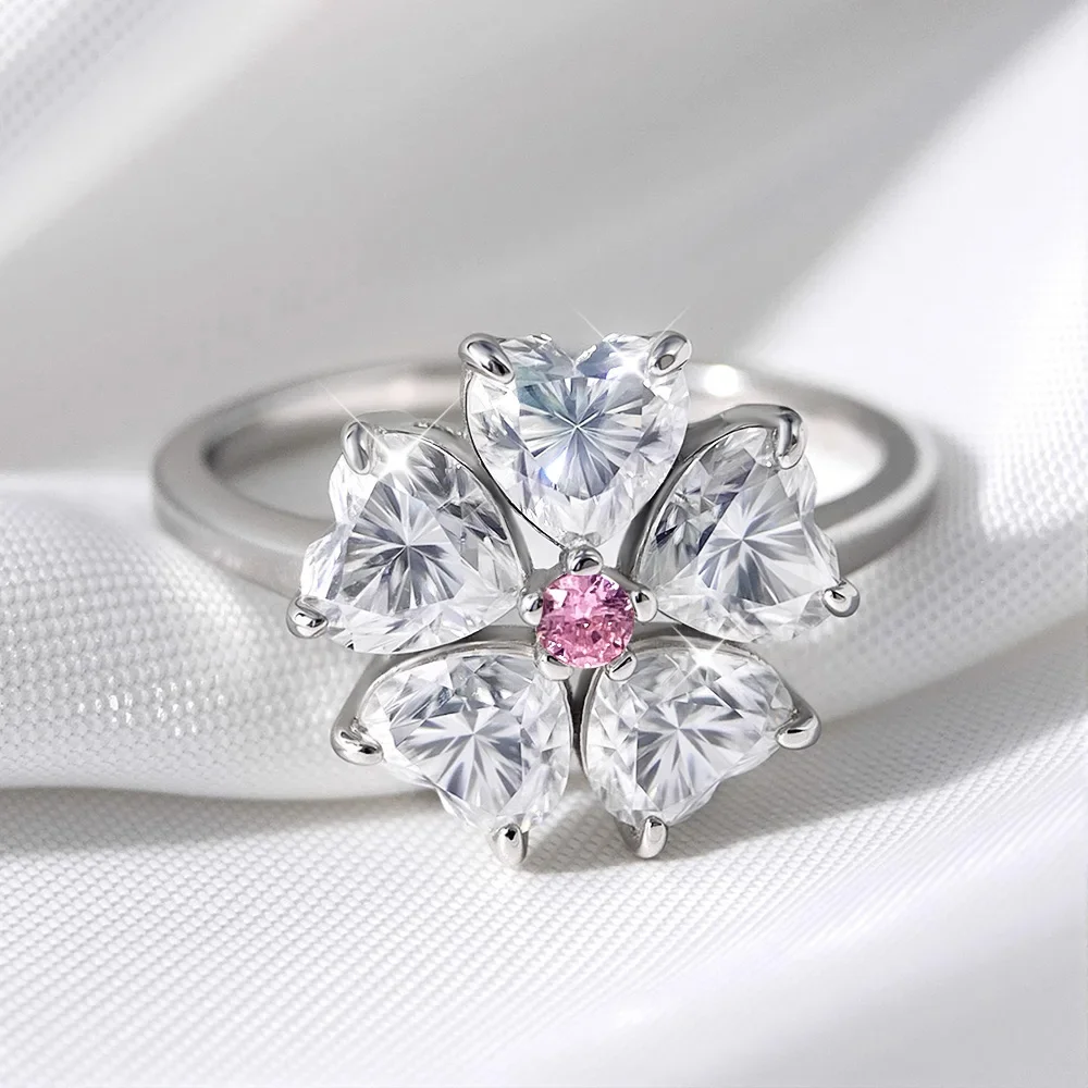 FCGJHW 14K Plated 6 Gems Moissanite Rings for...