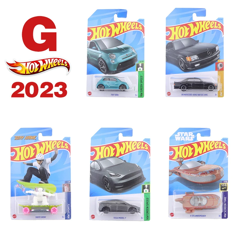 

2023G Original Hot Wheels Alloy Car Model TESLA MODEL Y 1988 JEEP WAGONEER 89 MERCEDES-BENZ 560 SEC AMG