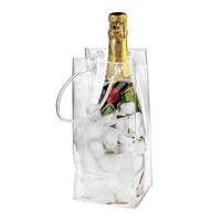 Transparent PVC Leakproof Ice Bag Wine Beer Champagne Bucket Drink Bottle Cool Chiller Foldable Carrying Bags For Party Picnic