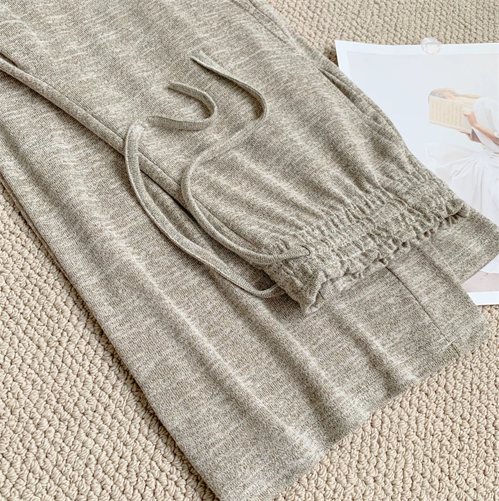 Slimming Wide-leg Long Pants, Spring Casual Thin Knitted Pant For Summer