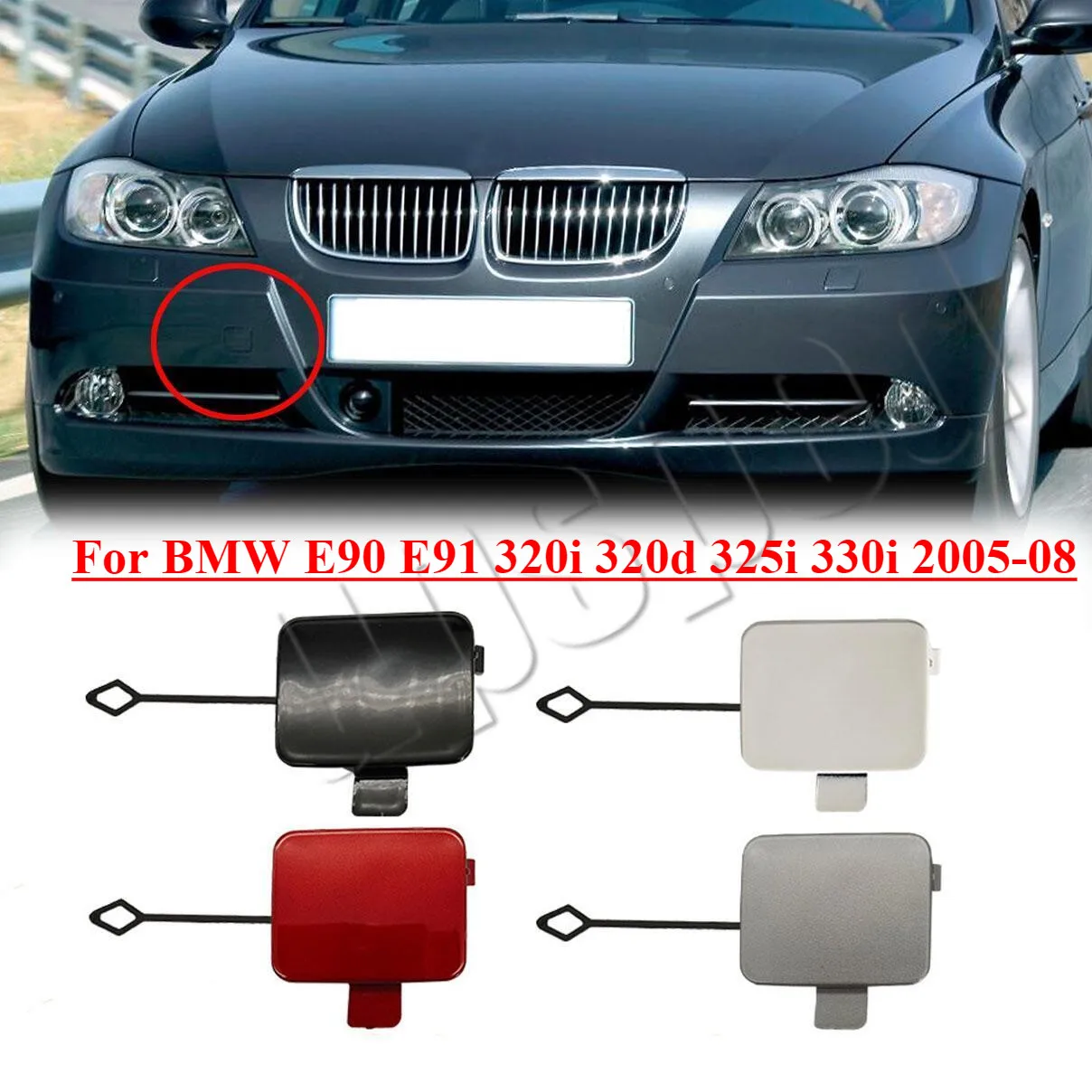 

Front Bumper Tow Hook Eye Cover Cap For BMW E90 E91 320i 320d 325i 330i 2005-08