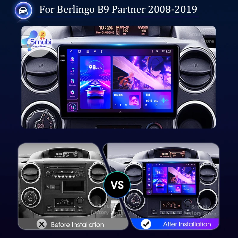 Android Wireless CarPlay Auto Car Radio For Citroen Berlingo B9 Peugeot Partner 2008 - 2019Multimedia Player Stereo 2Din GPS DVD