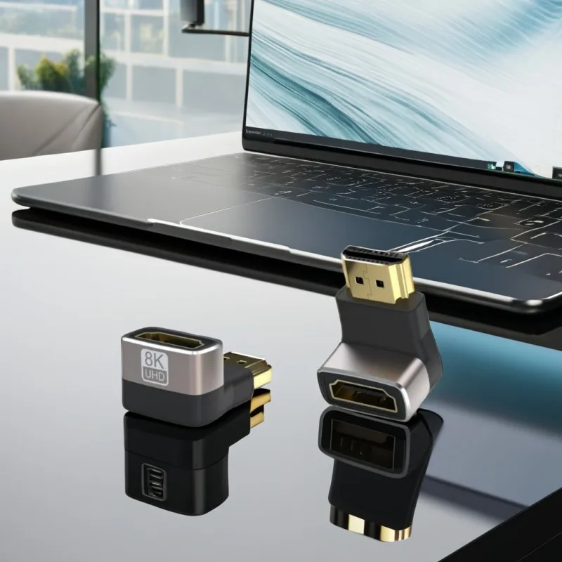 8K-Anschluss, HDTV-Verlängerung, 90-Grad-Stecker auf Buchse, HDMI 2.1-Adapter