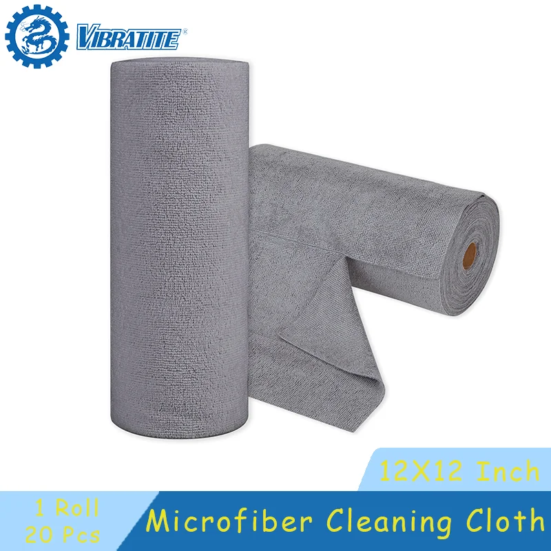 Paño de limpieza de microfibra de 20 piezas, 12 "x 12", rollo de toallas reutilizables en forma de lágrima, toallas de microfibra multiusos para limpieza de coche (gris)