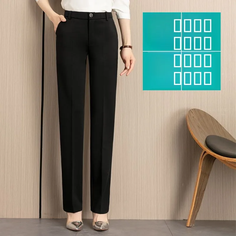 

Женские деловые брюки прямого кроя с высокой талией, свободные, черные, для офиса, весна-лето
