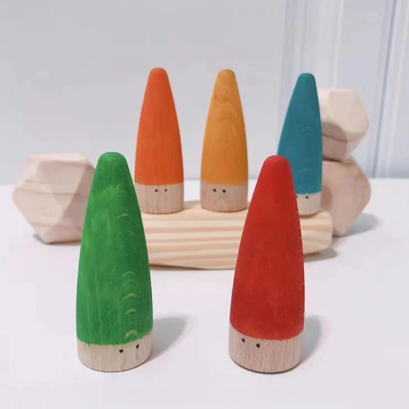 30szt DIY Wood Crafts Peg Dolls Ins Cone Building Block Bukowe ozdoby drewniane Drewniane materiały rzemieślnicze Dekoracja drewniana do pokoju