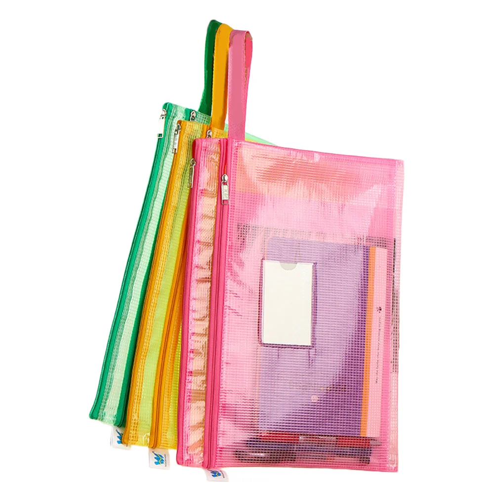 

7pcs File Pockets Waterproof Pvc Zipper File Bags For School Office Stationery Holder Transparent Organizer Students