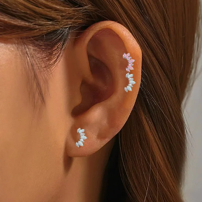 

1PC G23 Titanium Piercing Ear Studs CZ Horse's Eye Internal Thread Flatback Cartilage Tragus Lip Stud Labret Piercing Jewelry