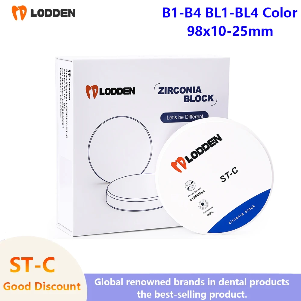

LODDEN ST-C B1-B4 BL1-BL4 Pre-Shaded Zirconia Blocks Ceramic Disc 98x10-25mm Dental Lab CAD/CAM Milling For Crown Bridge Inlay
