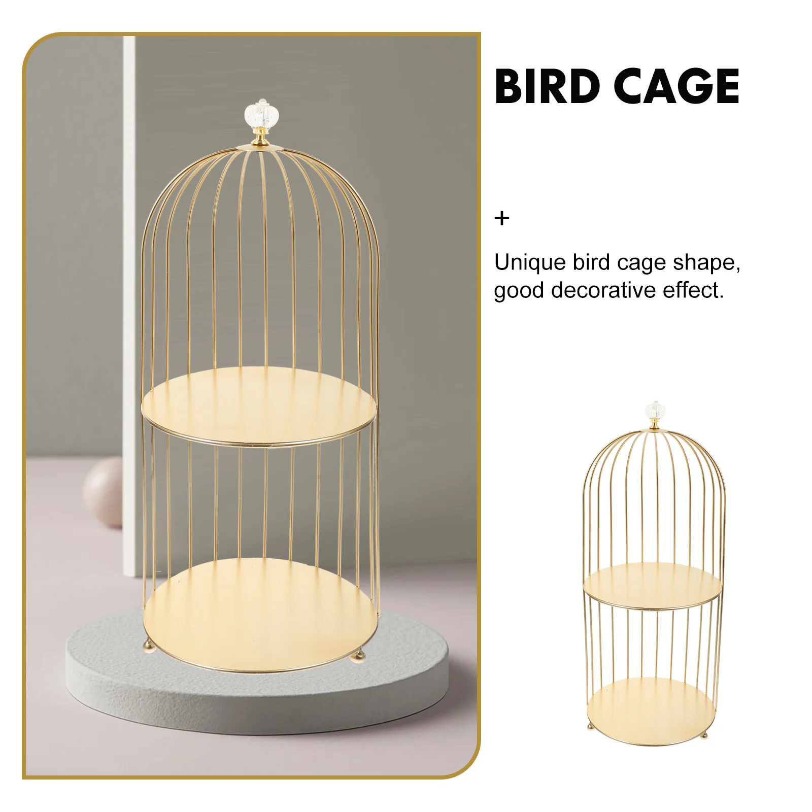 2 الطبقة كعكة حامل قفص الطيور تصميم متعدد الوظائف حامل الحلوى المنظم لحفل الزفاف محور الحديد ماكياج