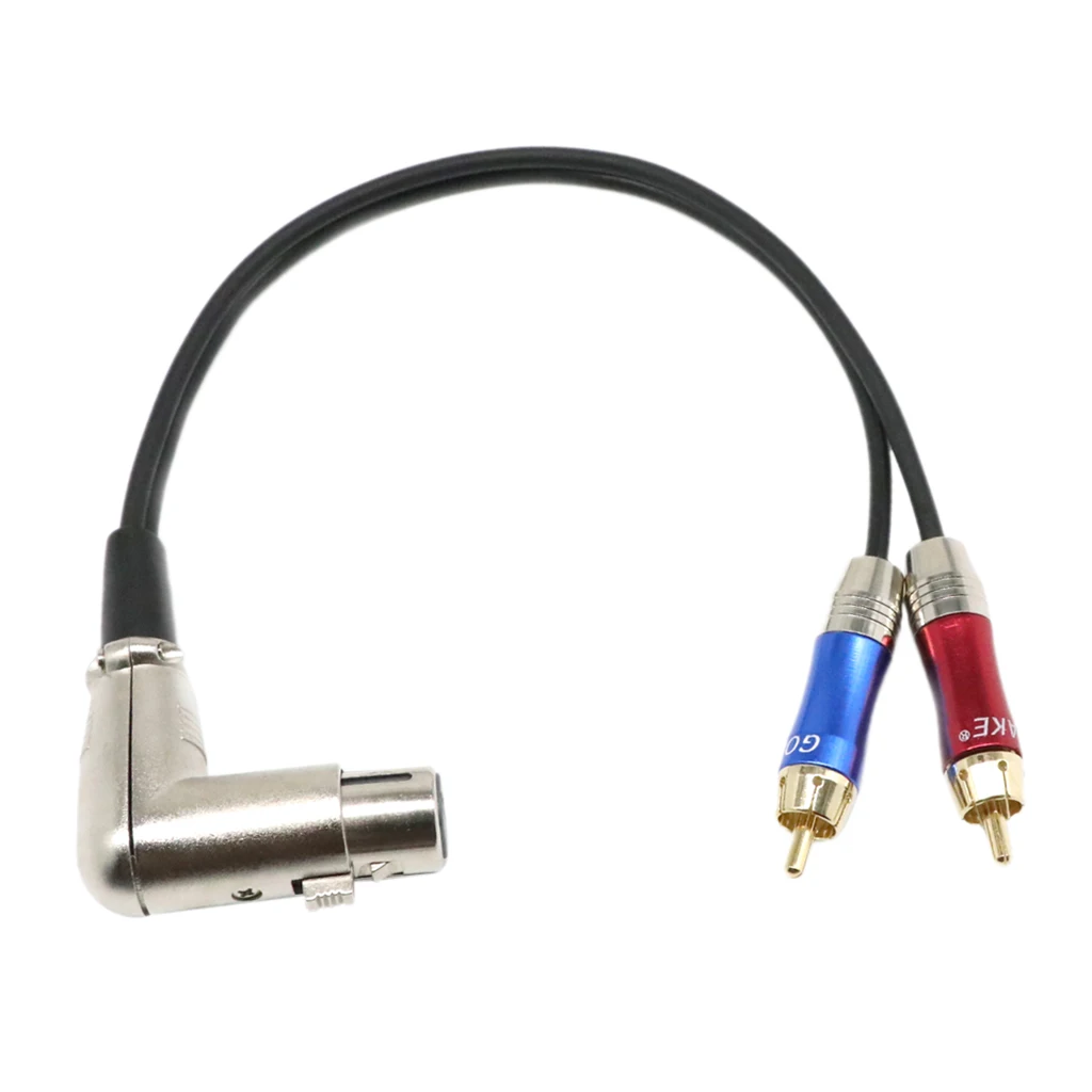 XLR Female to Dual RCA Male Audio Cable Shielded Right Angle Wire Converter for DJ Controller Amplifier view 2