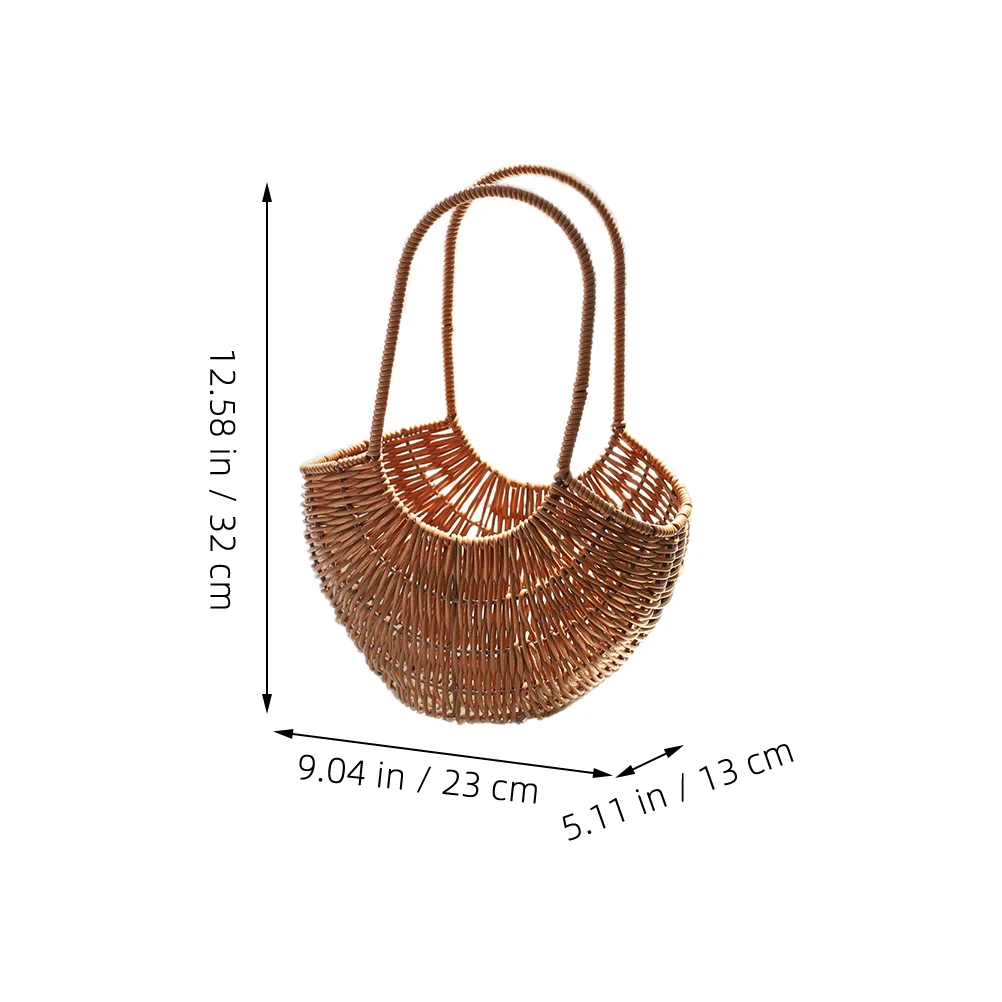 

Hand Woven Artificial Rattan Flower With Handle Decorative Gift Basket For Home Small Items Storage Woven Flower Simulated