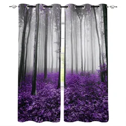 Maple Leaves Woods Magic Wild Tree Purple Curtains Bedroom Curtains Living Room Curtains Living Room Luxury European Curtains