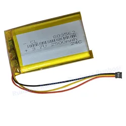 3-wire Connector 3.7V 2500mAh 803562 Molex 1.2 Rechargeable Li Polymer Li-ion Battery For Bicycle Dash Cam DVR GPS SIGMA ROX12.0