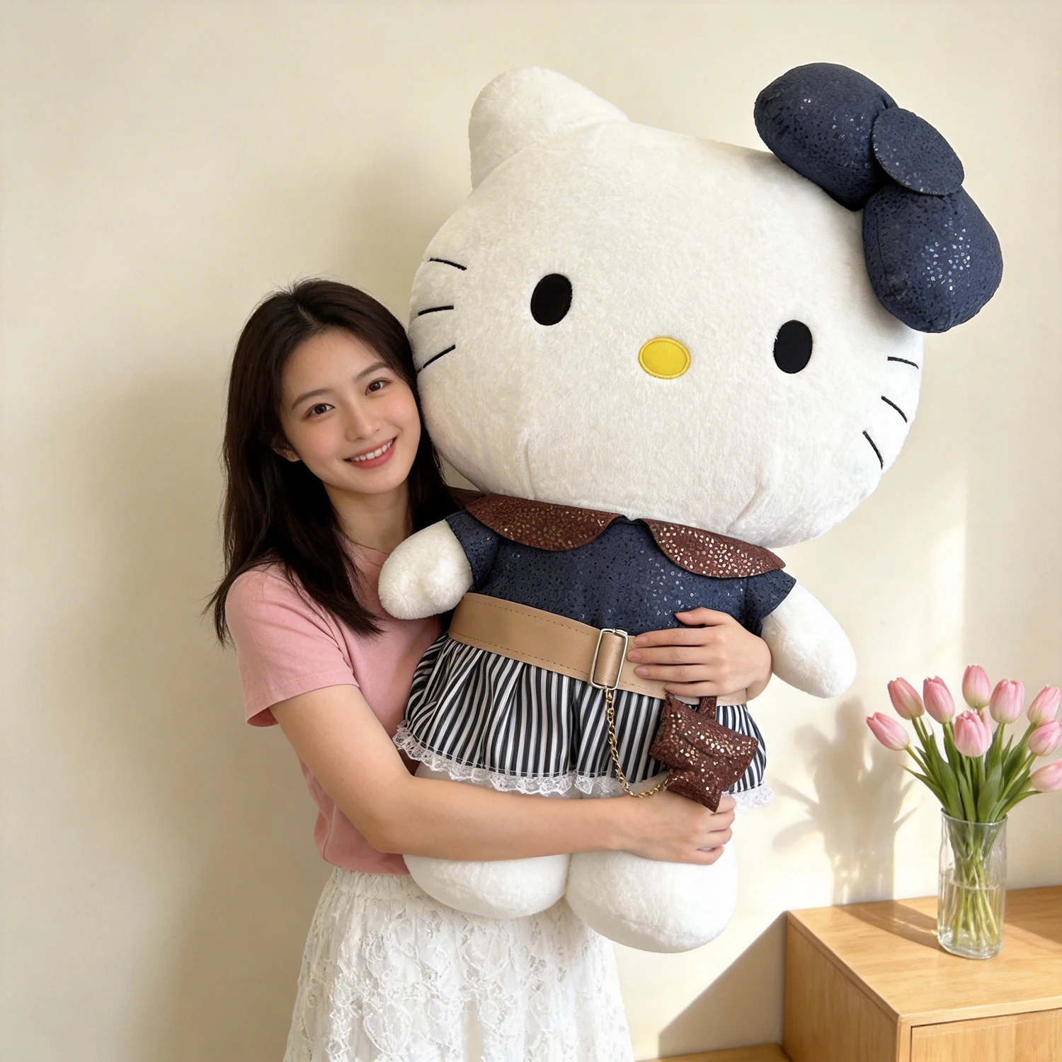 

Новая плюшевая игрушка Sanrio Retro Kt 40/80 см, милая мягкая игрушка Hello Kitty, мягкие плюшевые животные, подарки на день рождения, украшение для комнаты, кукла