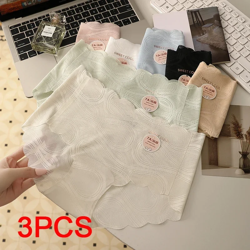 Women Underwear Fashion Women's Panties Set Ice Silk Transparent Linergie Lingerie Sexy Lady Seamless Briefs Panties