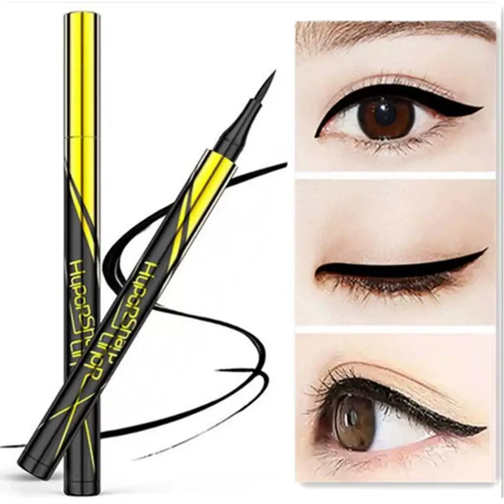 Schwarzer flüssiger Eyeliner-Stift, Make-up, langlebiger Eyeliner-Stift für Frauen, schnell trocknender, goldener Aussehen, glänzender Eyeliner