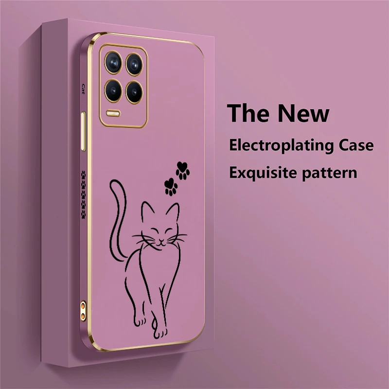 Line Cat Case For Realme Narzo 20 Pro 20A 60X 50i 50A Prime 50Pro Note 60 GT Master V5 V25 U1 Q3Pro Carnival Anti Scratch Covers view 3