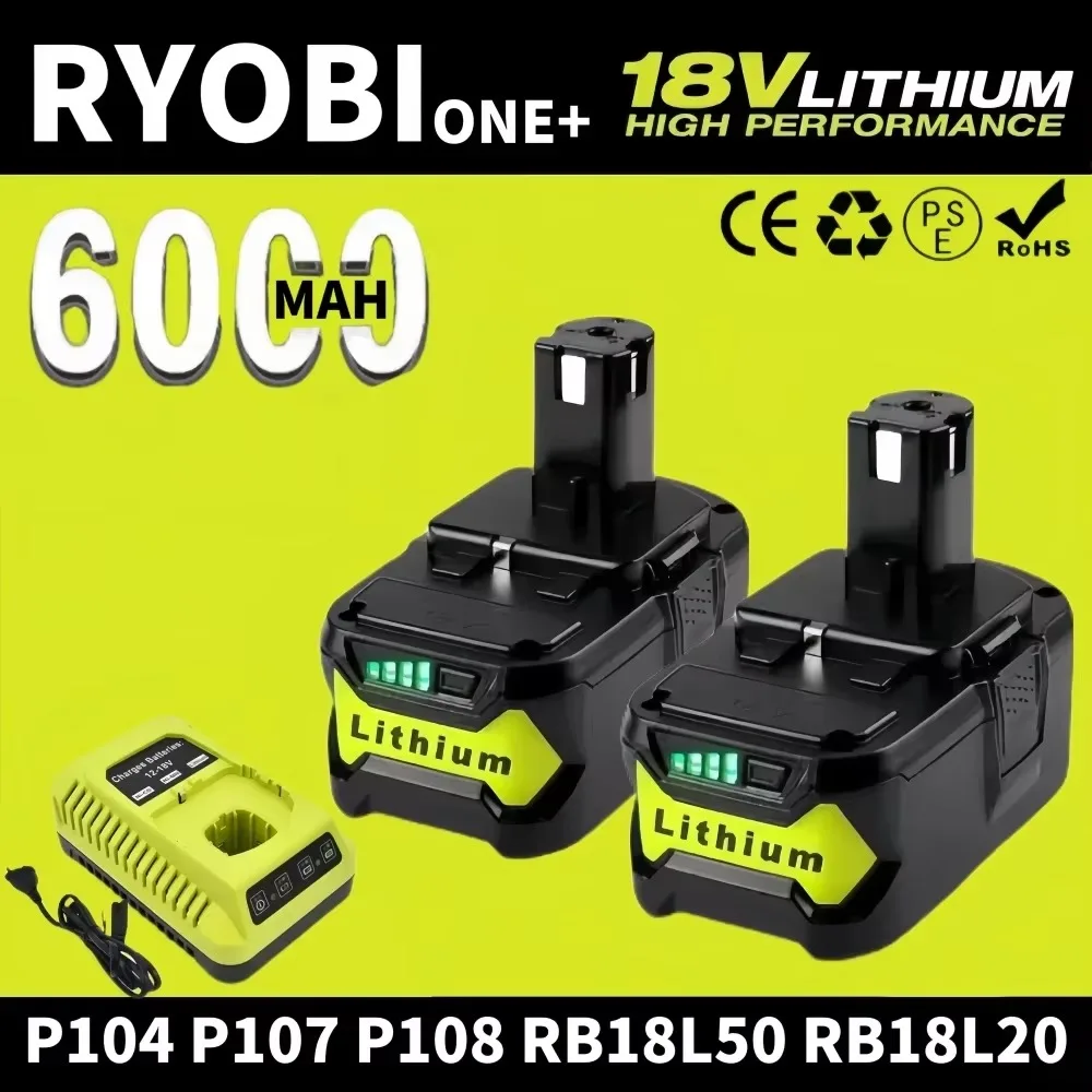 New 3.0/6.0Ah For RYOBI P108 18V One+ Plus Battery 18 Volt Lithium-Ion Power Tools P104 P107 RB18L50 RB18L20 P108