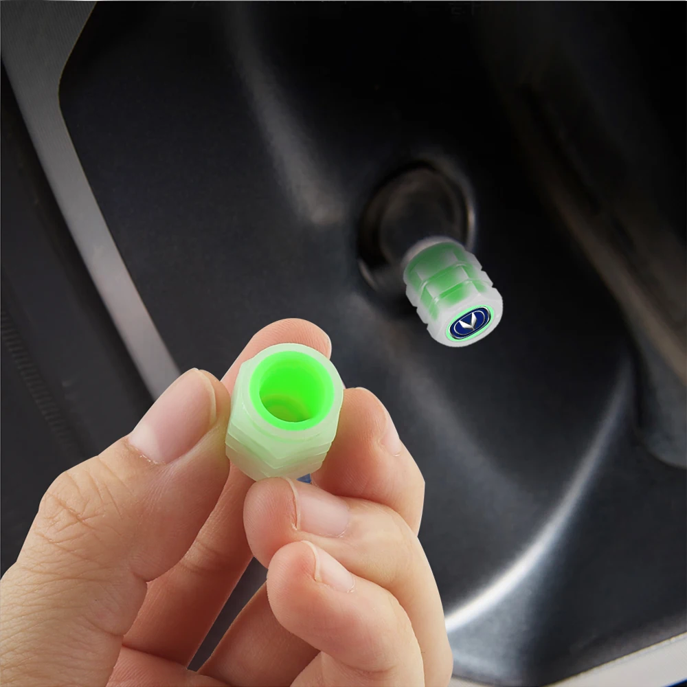 4Pcs Luminous Car Tire Valve Caps Dust-proof Covers Decoration For Hyundai I30 I40 I20 IX35 Tucson Elantra Sonata Accessories