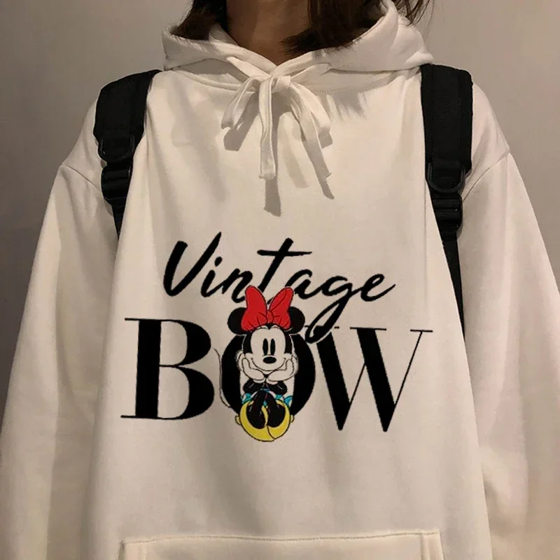 미키 마우스 후드티, 만화 상의, 긴팔 포켓 스웻셔츠, 패션 미니 후드, 여성 오버사이즈