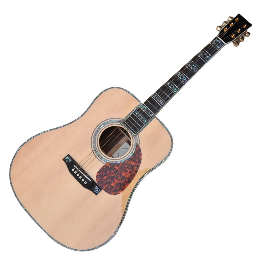 

Flyoung Natural Wood Color 41 Inch Acoustic Guitar D45 Model Top Solid Classical Guitar Ebony Fretboard