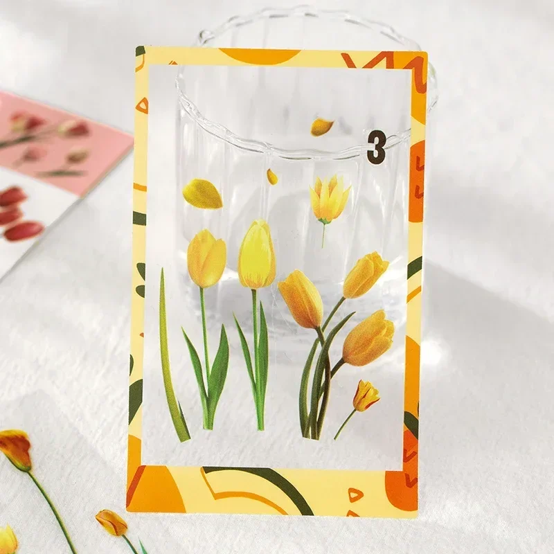 6Sheet Flower Leaf Specimen Series DIY Journal PET Stickers Fresh Plant Die-Cut Nature Decoration Stickers