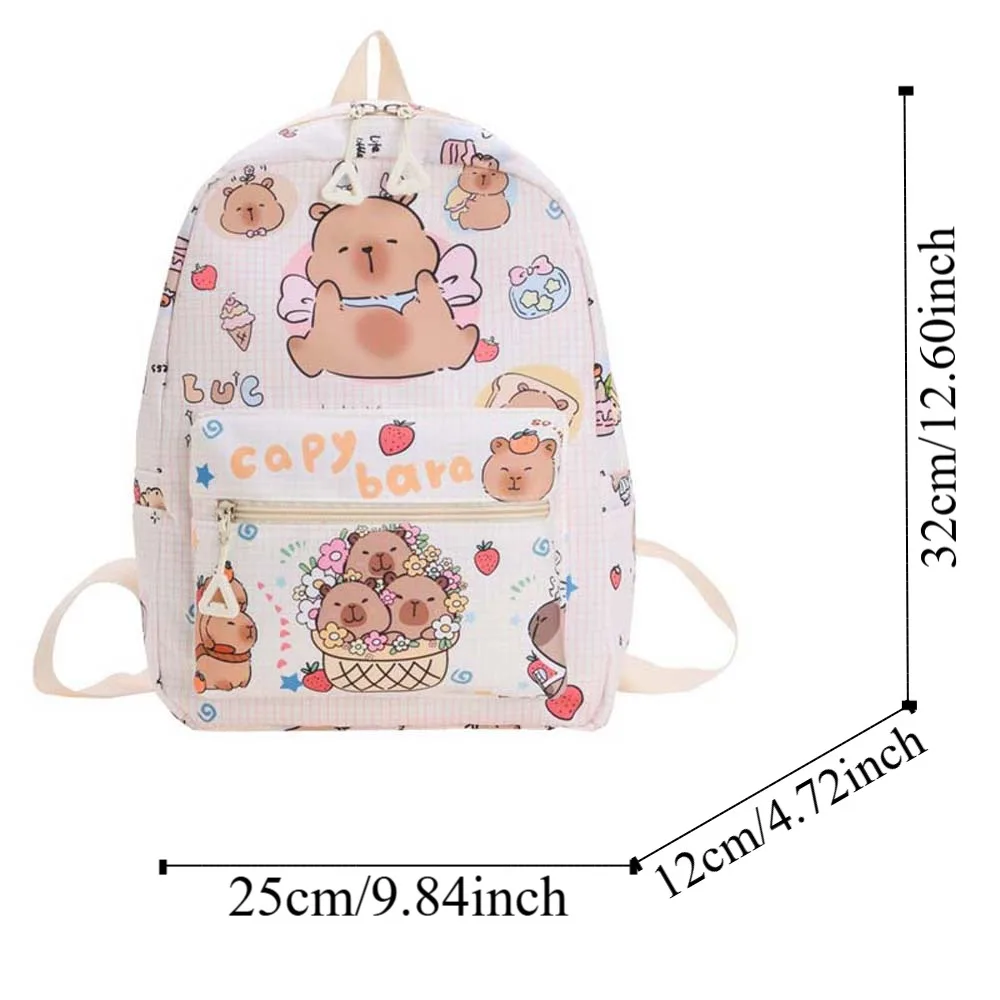 Bonito engrossado capivara mochila náilon leve dos desenhos animados animal daypack dobrável alças largas grande capacidade saco de escola amigos