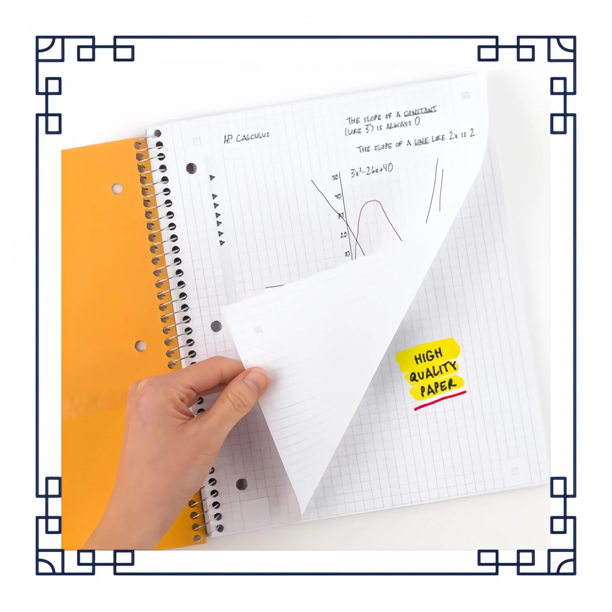 Smart Graph Notebook arancione - 1 app di studio con copertina impermeabile 8,5x11