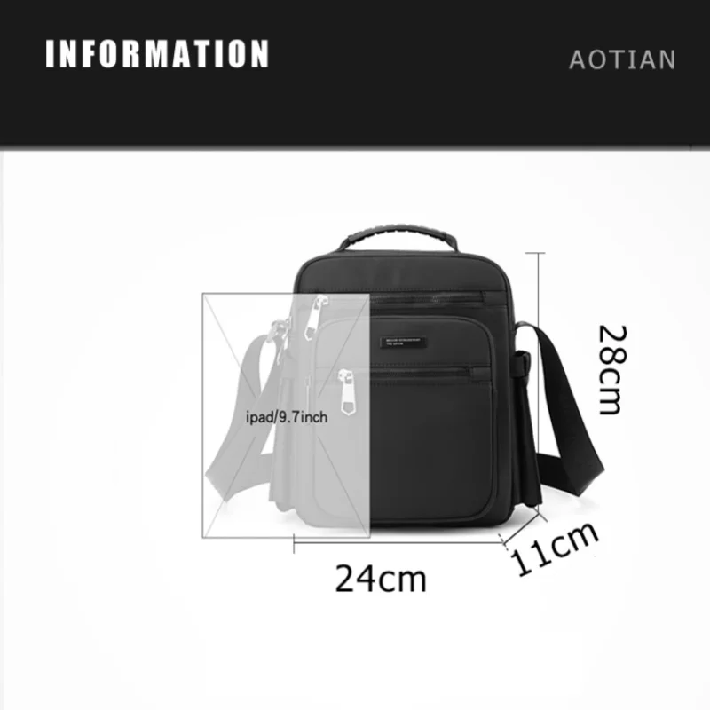 Men Business Shoulder Bag High Quality Oxford Cloth Waterproof Multifunctional Bag Fashion Casual Solid Color Men Handbag Bolsas