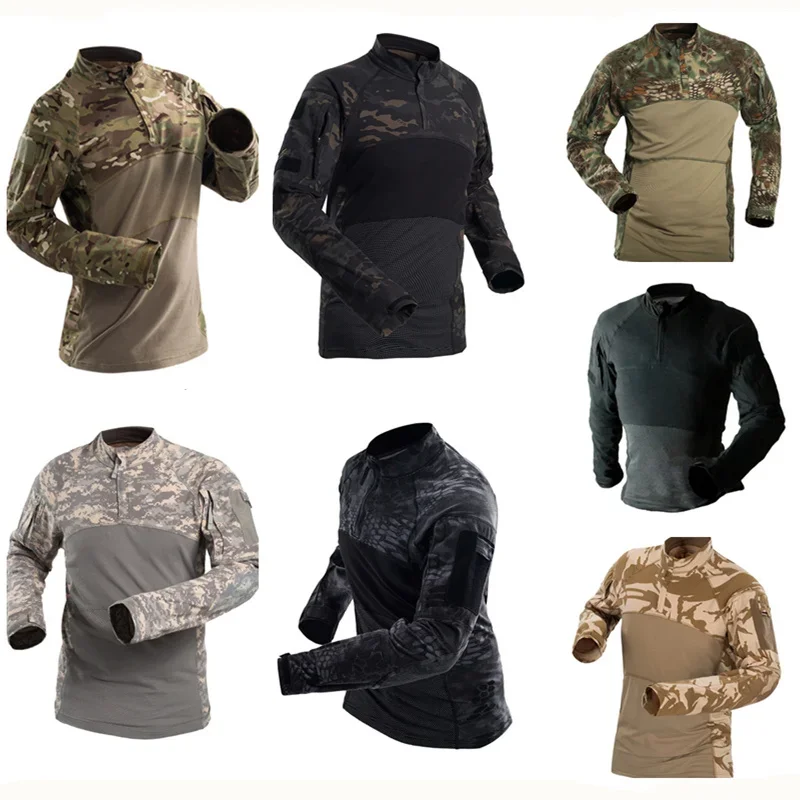 7 Styles Army Military Tactical Shirt Long Sleeve Combat Shirts Men Camouflage Clothes Outdoor Hiking Hunting T Shirt Quick Dry