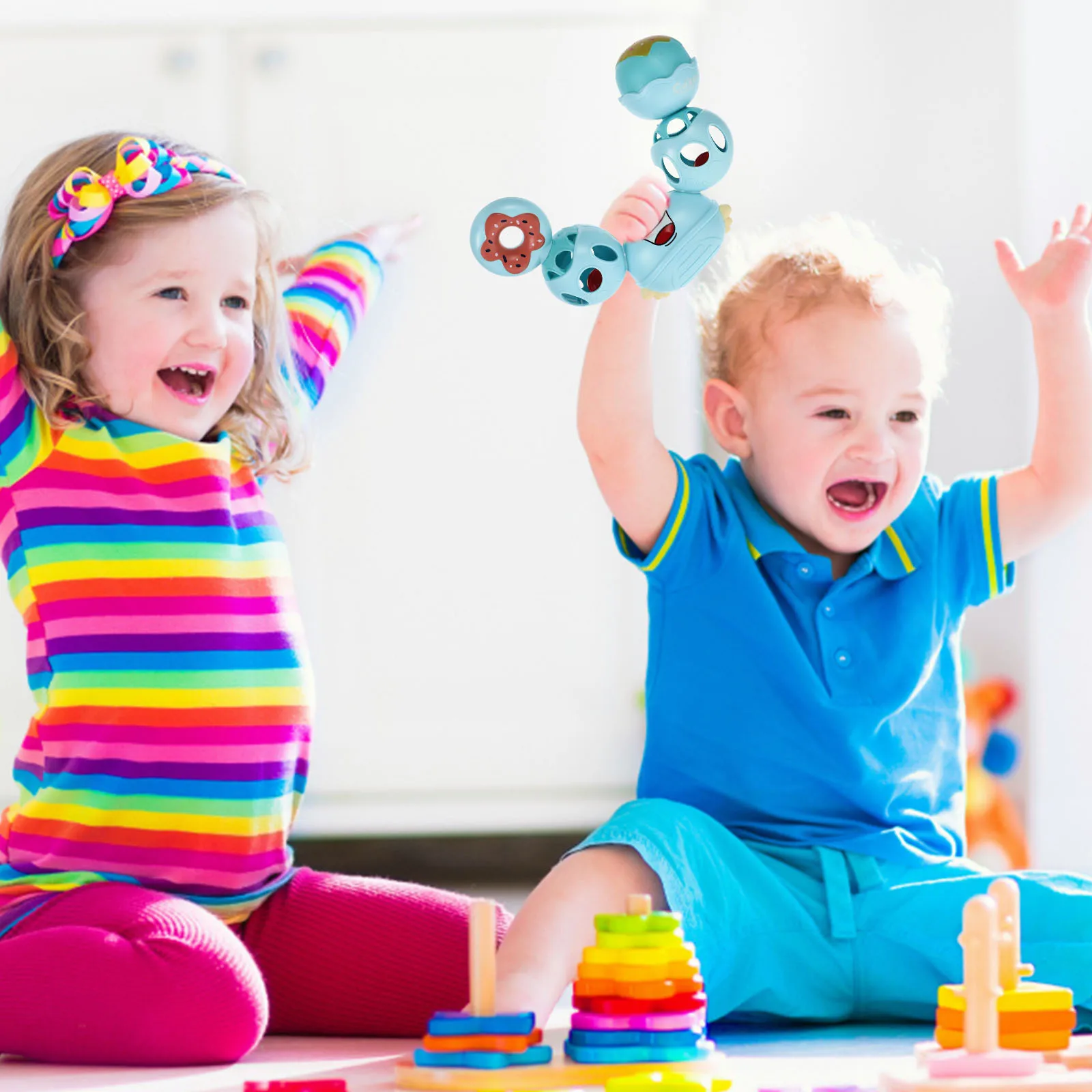 خشخيشة سرطان البحر آمنة ومتينة للأطفال، سهلة الاستخدام، اهتزاز بلطف، تجذب الاهتمام، تدريب وتنمية السمع للرضع