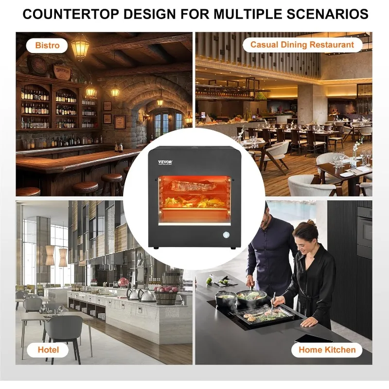VEVOR Griglia a infrarossi, bistecca elettrica a infrarossi senza fumo da 1800 W, 1450 ° Fornello per bistecche in acciaio inossidabile