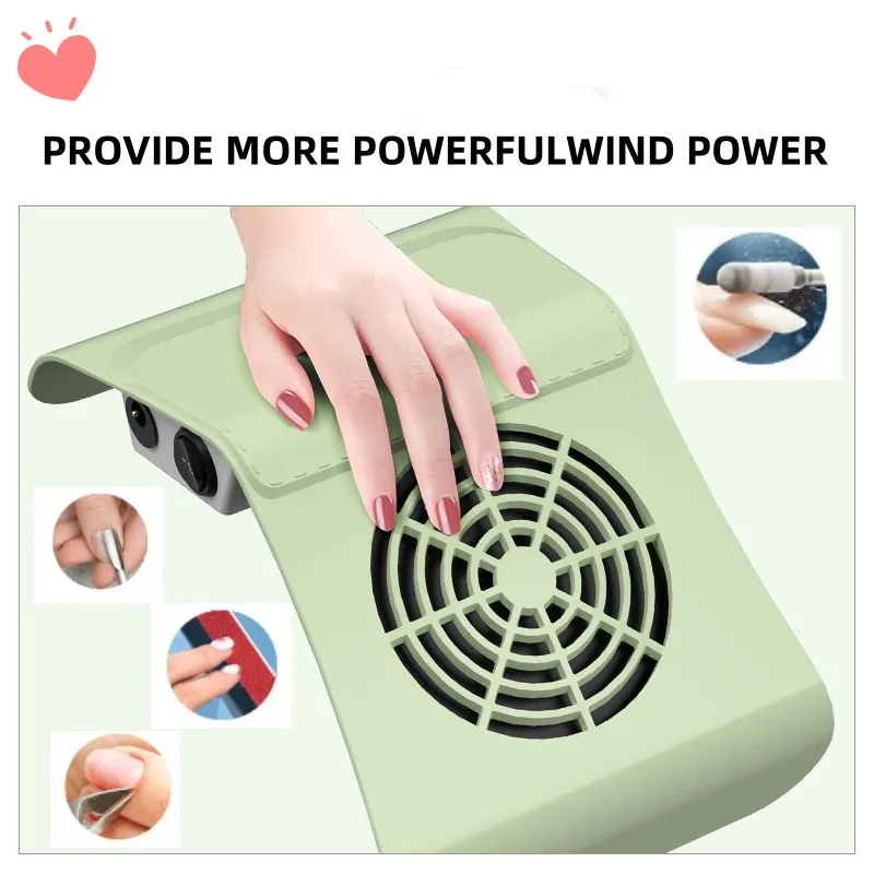 Coletor de pó para unhas, 80w, com dois ventiladores, aspirador de pó, máquina de manicure, forte potência, ferramenta para arte em unhas, aspirador de pó