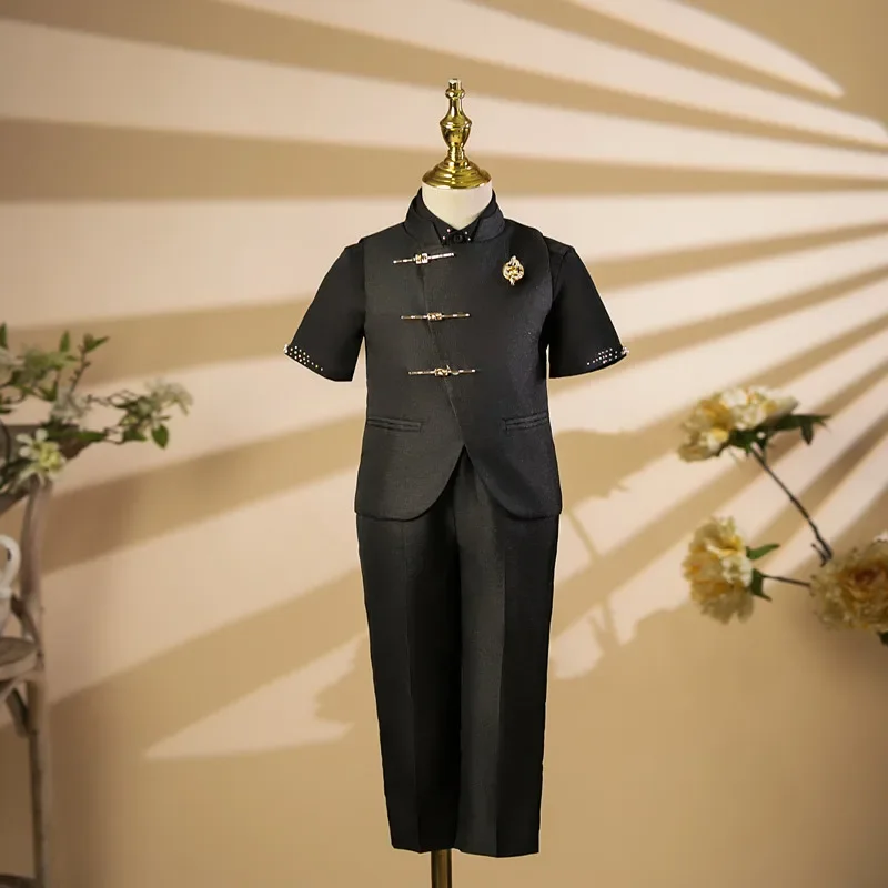

Boys Suit Children's Costume Host Piano Performance Blazers Sets For Weddings Birthday Baptism Party