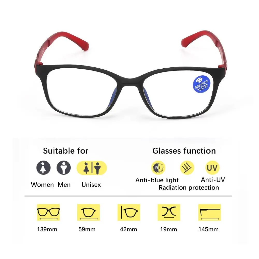 نظارات مرنة للغاية للكمبيوتر TR90 ، نظارات مضادة للأشعة الزرقاء ، نظارات مضادة للتعب ، القراءة ، الألعاب ، نظارات مرآة مسطحة ، لكل من المرأة ، UV400