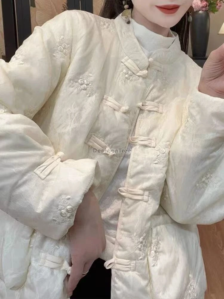 

2025 new winter chinese fashion retro style coat women embroidered cotton-padded thicked elegant cotton-padded tang suit jacket