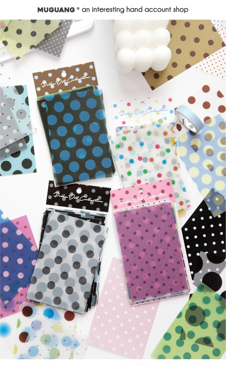 Journal GO 32 Stück Polka Dot Waltz Vintage Dots Dual Material Paper Kreatives DIY Junk Journal Collage Scrapbooking Hintergrund DIY – Detail 1