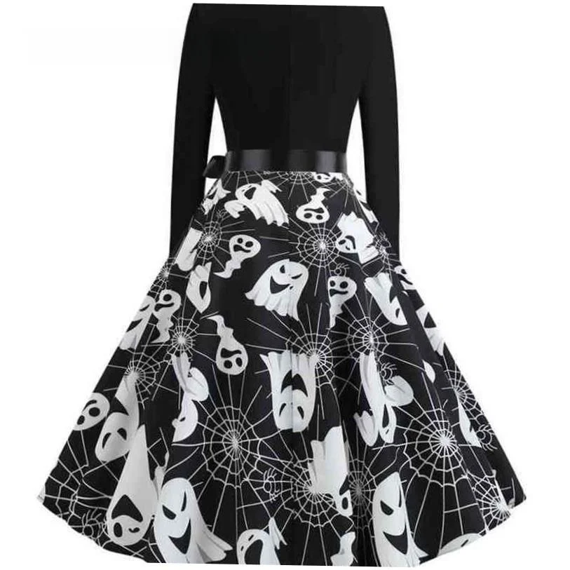 طباعة الهالوين خياطة طويلة Sve Big Dr Ciwalk Sle العلامة التجارية الأخرى الشتاء Faion المرأة الدكتور المحملة الربع Sve