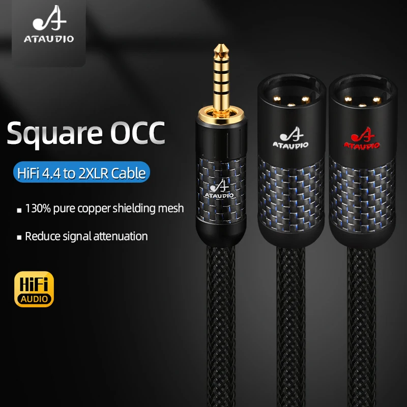 High Quality HiFi Balanced 4.4mm/2.5mm to 2XLR 3 Pin Audio Cable Square OCC Conductor for Microphone Speaker