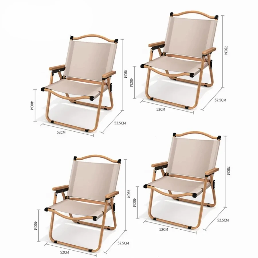 

New minimalist khaki Camping Chair Portable Outdoor Chair Aluminum Alloy Wood Grain Folding Chair Camping Equipment Kermit Chair
