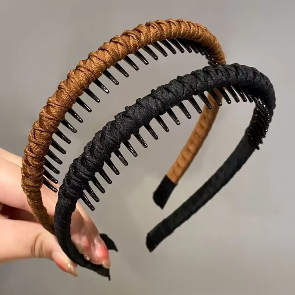 Geflochtenes Stoff-Stirnband, Einfarbiges Dünnes Haarband, Doppelter Böhmischer Rutschfester Haarreif, Haar-Accessoires für Mädchen – Detail 4