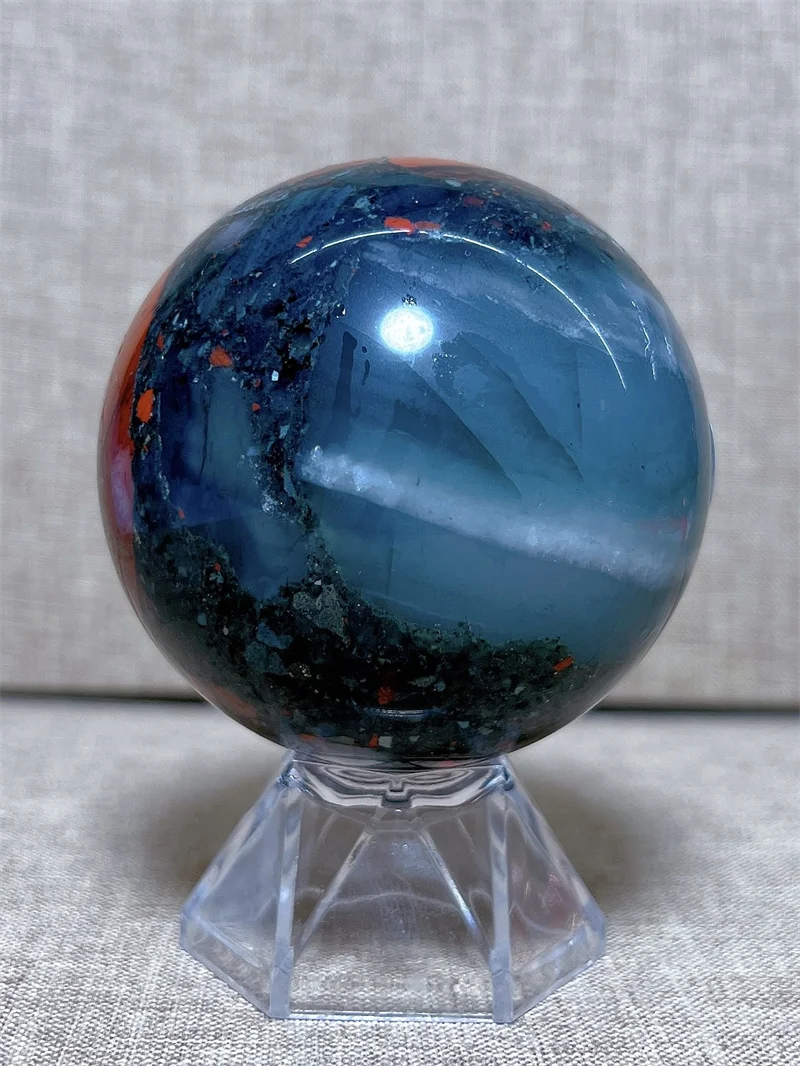 Natura Crystal African Blood Stone SPhere With Rain Bow Free Form  Carving Reiki Healing Stone Home Decoration Exquisite Gift