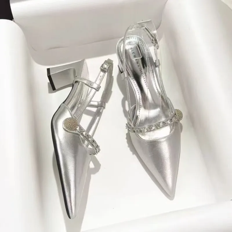 

Женские сандалии на высоком каблуке с острым носком, красивые новые модные летние шлепанцы на массивном каблуке, женские туфли на одной платформе, элегантные сексуальные сандалии