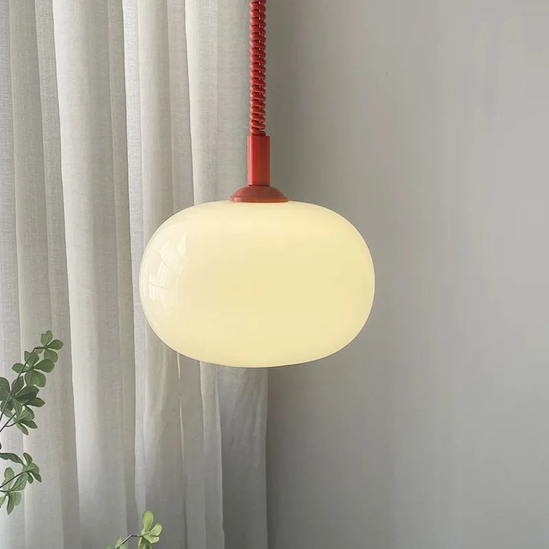 

Memphis Spring Wire LED Ceiling Chandelier Rotundity White Glass Hanging Lamp Bedroom Living Room Restaurant Study Pendant Light