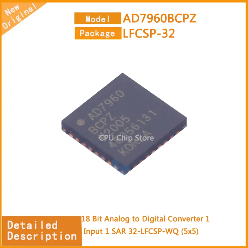 5Pcs/Lot  New Original  AD7490BCPZ AD7960BCPZ  AD7490  12 Bit Analog to Digital Converter 16 Input 1 SAR 32-LFCSP-VQ (5x5)