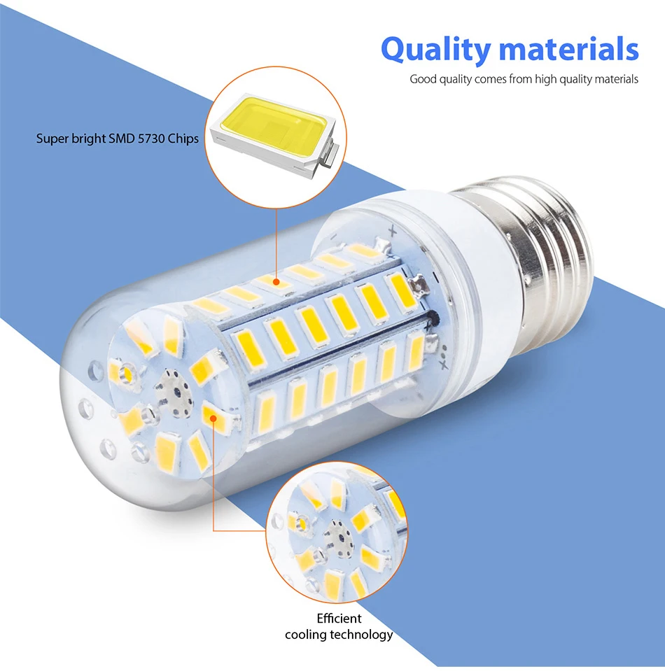20W LED Corn Bulb Indoor E27 Ceiling Light B22 Spotlight E14 Recessed Downlight 220V Living Room Bedroom Corridor Lighting