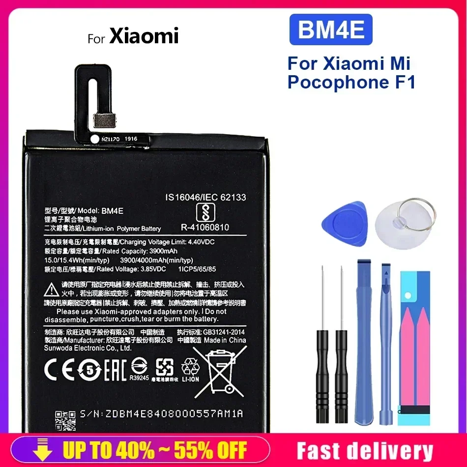 

Rechargeable Mobile Phone Batteries BM4E 4000mAh For Xiaomi Mi Poco F1 Cell Phone Portable Battery