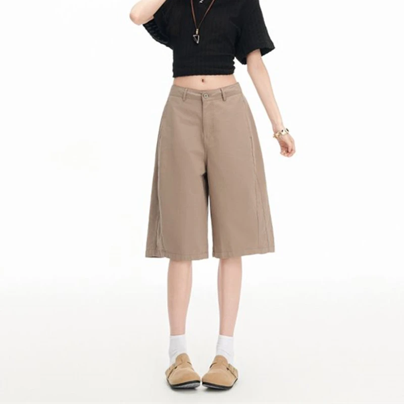 FINEWORDS Vintage Casual Summer High Waist Shorts Jeans Women Streetwear Easymatch Middle Short Easymatch Beach Denim Shorts